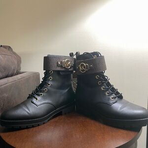 Michael Kors Rory Lace Up Boots/MK Signature Logo Brown
